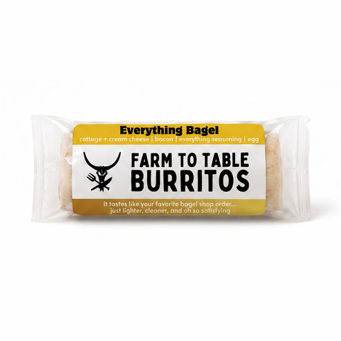 Packaged breakfast burrito that is an everything bagel farm to table delivery